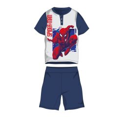   Spiderman Sommer-Kurzarm-Kinderpyjama - Baumwolljersey-Pyjama - dunkelblau-weiß - 122