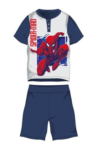 Spiderman Sommer-Kurzarm-Kinderpyjama - Baumwolljersey-Pyjama - dunkelblau-weiß - 122