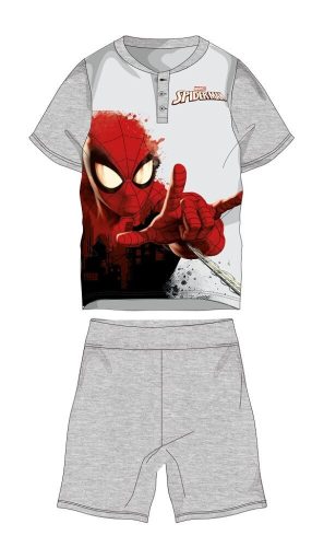 Spiderman Sommer-Kurzarm-Kinderpyjama - Baumwolljersey-Pyjama - grau - 122