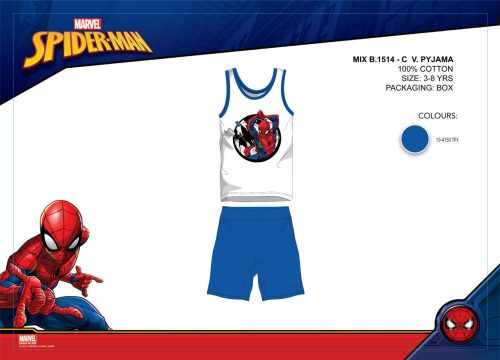 Spiderman Sommer-Ärmelloses Kinderpyjama - Baumwollpyjama - mittelblau - 128