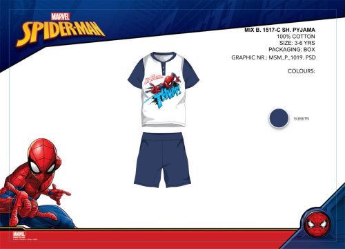 Spiderman Sommer-Kurzarm-Kinderpyjama - Baumwollpyjama - dunkelblau - 128