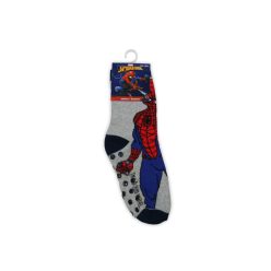   Rutschfeste Kinderknöchelsocken - Spiderman - Vollplüsch - grau-blau - 31-34