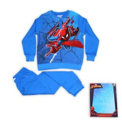 Winter Baumwoll-Kinderpyjama - Spiderman - mittelblau - 134