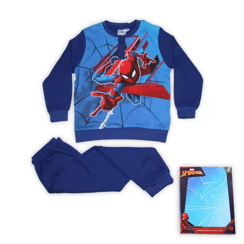 Winter Baumwoll-Kinderpyjama - Spiderman - dunkelblau - 134