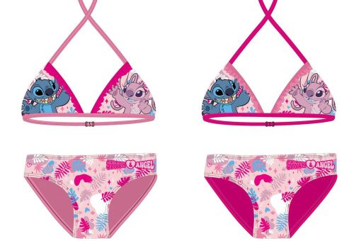 Stitch zweiteiliger Badeanzug für Mädchen - Bikini mit Dreieck-Oberteil - pink - 110