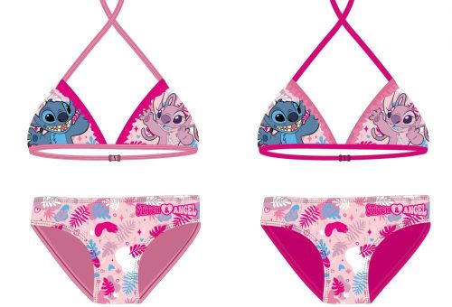 Stitch zweiteiliger Badeanzug für Mädchen - Bikini mit Dreieck-Oberteil - rosa - 104