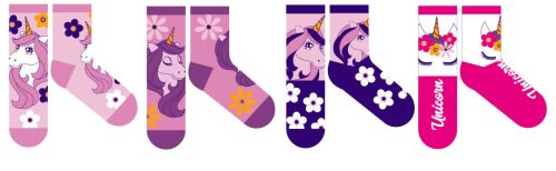 Einhorn Kinder Baumwollnormale Socken - 4 Paar/Packung - 31-34