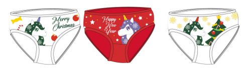 Einhorn Weihnachtsmädchenhöschen - 3-teiliges Baumwollhöschen - 122-128