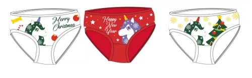 Einhorn Weihnachtsmädchenhöschen - 3-teiliges Baumwollhöschen