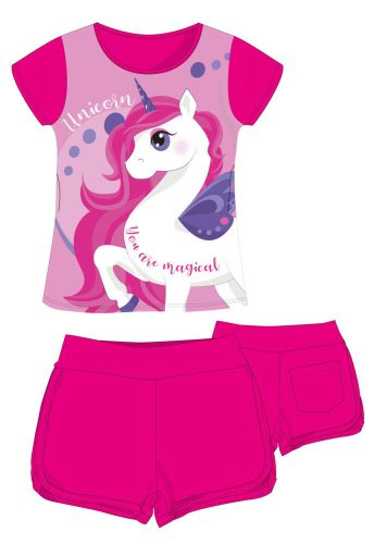 Einhorn Baumwoll-Sommer-Set - T-Shirt-Shorts-Set - Pink - 128